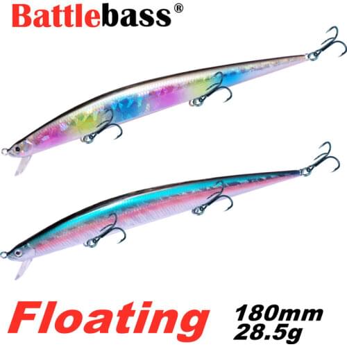 BATTLEBASS 2021 Floating Minnow Fishing Lure 180mm 28.5g Artificial Jerkbait Wobblers Shallow Range Sea Bass Lure Swimbait Pesca