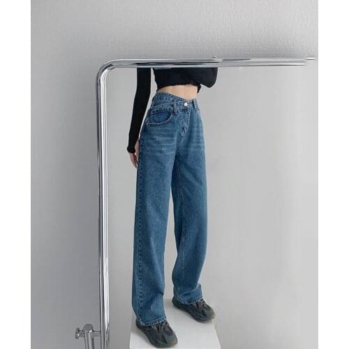 Womens Pants Straight Leg Jeans Women High Waist Slim Loose Autumn Winter Pants Casual Split Washed Mom Fashion Trousers