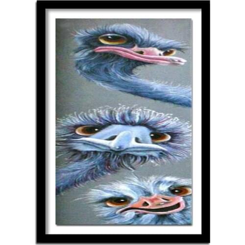 DIY Diamond Painting Cross Stitch three Ostrich 3D 5D Diamond Embroidery Full Kit Big Wall Painting Square Stones ASF810