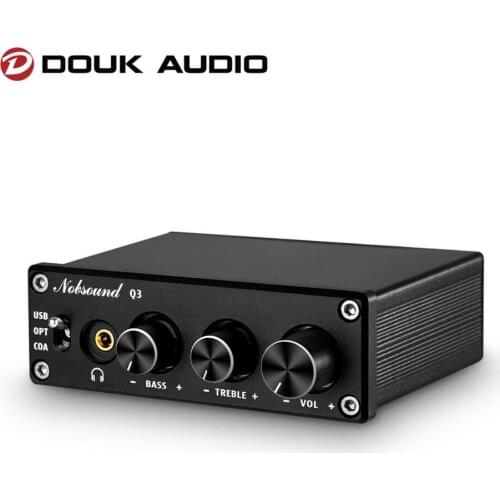 Douk Audio Q3 HiFi USB DAC Mini Digital to Analog Converter Coax/Opt Headphone Amp Treble Bass