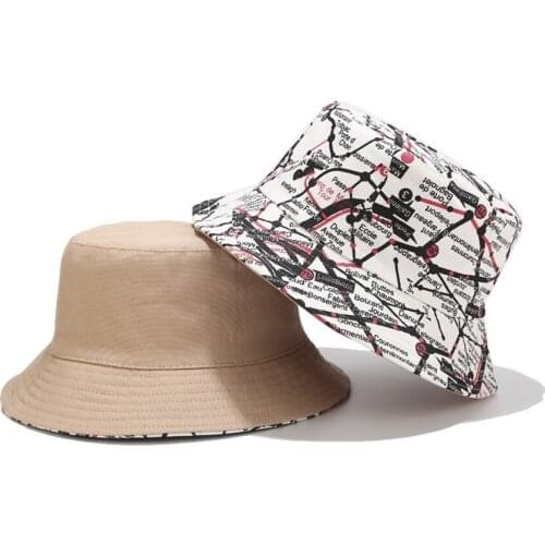 Personality Graffiti Double-sided Fisherman Hat Men Women Street Trend Hip-hop Basin Bucket Hat Unisex Summer Outdoor Sun Hats