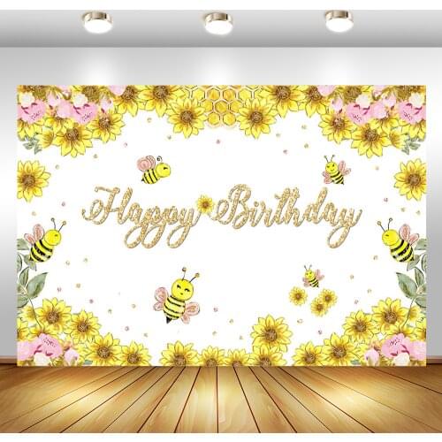 Sunflower Honey Birthday Background For Girl 1st Birthday Backdrops Personalized Birthday Party Decoration Bannner Poster