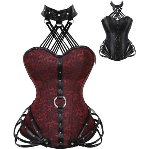 Women Corset Steel bone Sexy Slim Burlesque Satin Body Shaper Overbust Boned Lace upCorset Bustier Overbust Corset Plus Size6XL