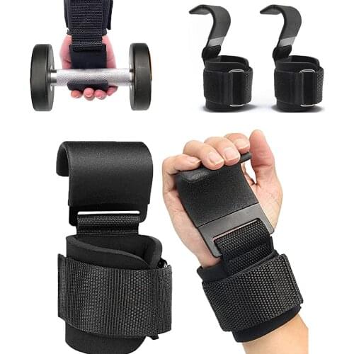 Weight Lifting Hooks Hand-Bar Wrist Straps Pull-ups Power Training Grip Dumbbell Hook Workout Bodybuilding Gym Fitness Equipment
