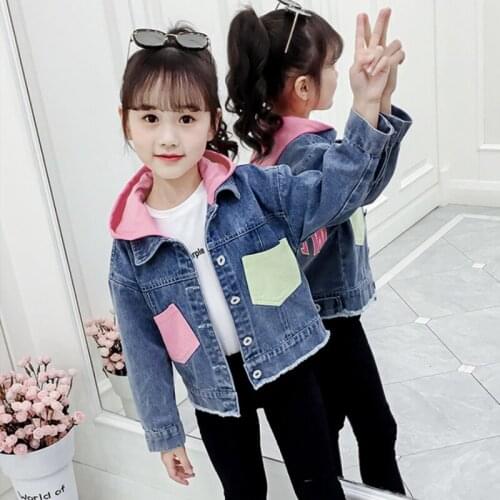 Girls Babys Coat Jacket Outwear 2021 Splicing Jean Winter Autumn Overcoat Top Zipper Cardigan Childrens Clothing