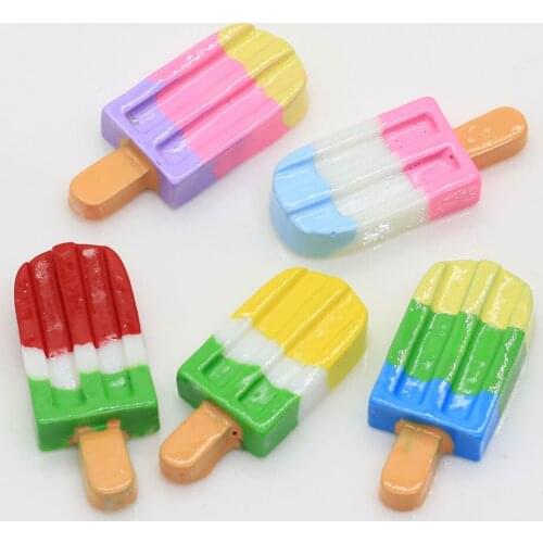 Cute Mixed Colors Resin Flatback Popsicle Summer Party Decoration Miniatures Resin Ice Lolly Cabochon For Embellishmen