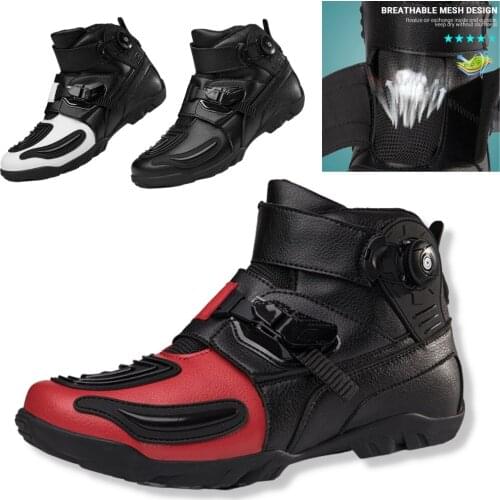 Microfiber Leather Motorcycle Boots Men Women Shoes Breathable Light Casual Motocross Racing Sneaker Motorbike MTB Riding Gear