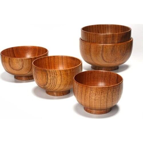 Natural Wood Bowl Tableware Original Soup Salad Rice Noodles Bowls Food Container Wood Eating Bowl Home Kitchen Tableware #3