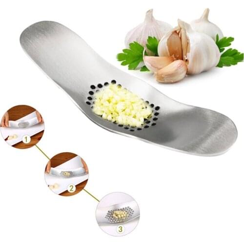 Stainless Steel Garlic Press Multifunction Manual Arc Garlic Mincer Squeezer Chopping Vegetable Kitchen Cooking Gadgets Tools