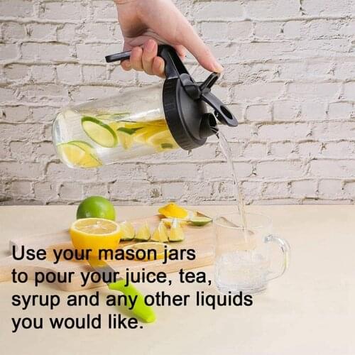 NHBR 3 Pack Wide Mouth Mason Jar Lids Flip Cap Canning Lids Easy Pour Spout for Drinking Lemonade Tea Jam Cold Brew Coffee