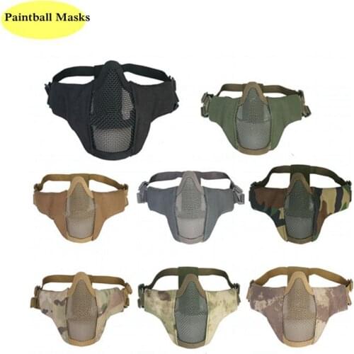 New Airsoft Tactical Half Face Mask Metal Mesh Skull Protective Military Army Wargame Hunting Accessories Paintball Masks