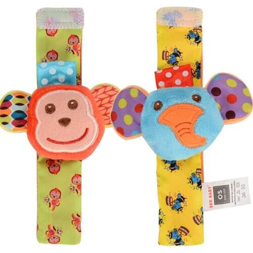 2020 New Rattle Toy Cartoon Cute Elephant Monkey Cotton Fashion Appease Baby Watch With Bell Socks