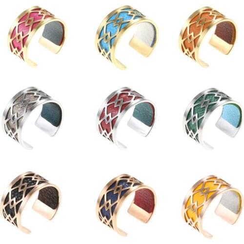 Legenstar 2021New Bague Femme Open Finger Rings Stainless Steel Reversible Leather Jewelry for Women Mothers Day Gift