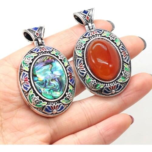 New Style Natural Stone Pendant Cloisonnes Charms For Jewelry Making DIY Necklace Anklet Accessory
