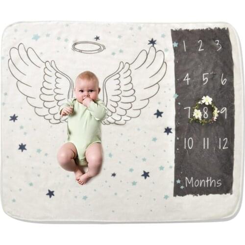 Baby Milestone Blanket Baby Photography Props Blanket Newborn 12 Monthly Photo Props Angel Wings Background Blanket For Shooting