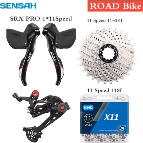 SENSAH SRX PRO 1*11 Speed Road Bike Shifter Lever Rear Derailleur Groupset and KMC X11 Chain Alloy Bicycle Derailleur Set