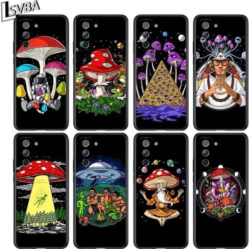 Psychedelic Mushroom Alien for Samsung Galaxy S21 Ultra Plus Note 20 10 9 8 S10 S9 S8 S7 S6 Edge Plus Black Phone Case