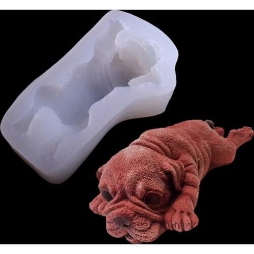 Cute Puppy Dog Silicone Mold Mousse Cake 3D Shar Pei Dog Shape Sugarcraft Mould Ice Cream Fondant Decoration Gumpaste Tools