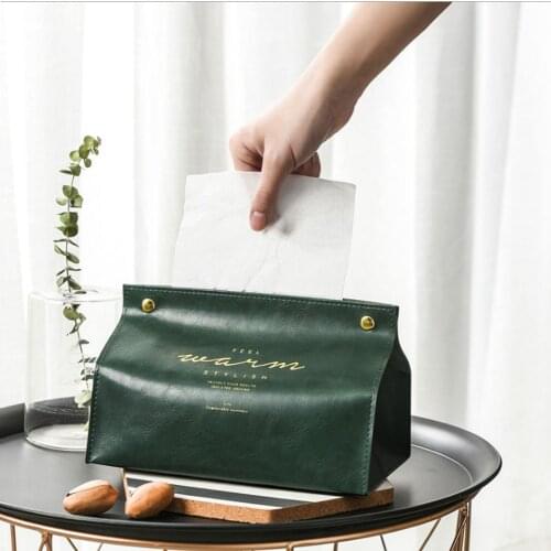 Ins Scandinavian leather tissue box living room home creative paper towel set paper bag car paper drawer box