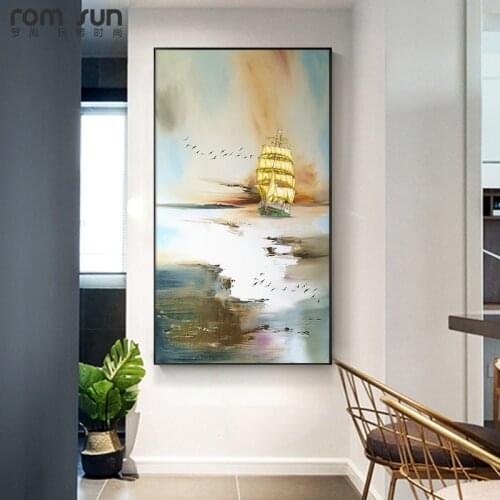 Modern Abstract Golden Landscape Canvas Poster Print Wall Art Decoration Picture For Living Room Bedroom Scandinavian Home Decor