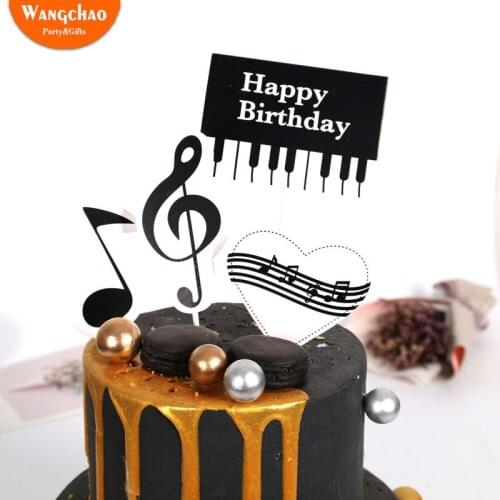 1set Piano Music Cake Topper Happy Birthday Cupcake Cake Topper Party Supplies Cake DIY Accessories