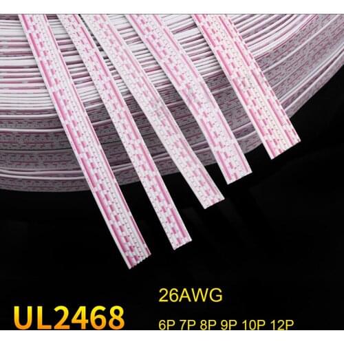 UL2468 26AWG Flat Ribbon Cable Wire Red And White PVC Ribbon Cable Terminal Hook-up Wire 6P 7P 8P 9P 10P 12P Tinned Copper Cores