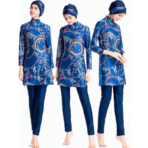 TaoBo Islamic Womens Flower Printed Swimming Hijab Swimwear Modest Full Length Active Burkini Muslim Fitness Swimsuit Beach
