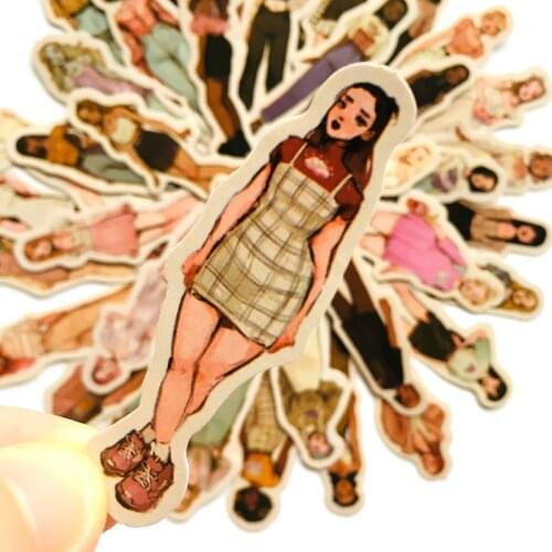 40Pcs/Pack Hand Draw Japanese Street Girl Sticker DIY Craft Scrapbooking Album Junk Journal Happy Planner Decorative Stickers