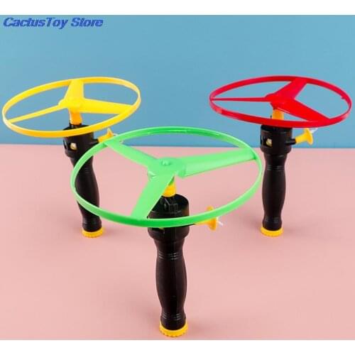 6pcs Flying Disc propeller Toys Kids Helicopter Pull String Flying Saucers Dog Pet Chaser Training Supplies