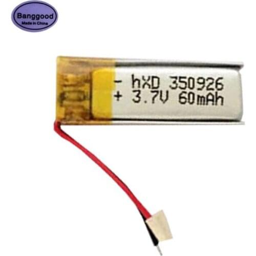 3.7V 60mAh 350926 Lipo Polymer Lithium Rechargeable Li-ion Battery Cells For GPS Remote Controller Bluetooth Powerbank Battery
