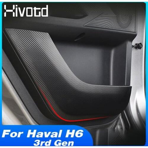 Car Door Anti-Kick Mat Storage Box Anti Kick Pad Cover PU Carbon Sticker Protector Interior Parts For Haval H6 2021 Accessories