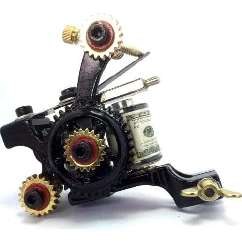 Free Shipping Pro Tattoo Machine Gun Hand Assembled Shader liner Gun 10-Wrap Coils "Wheel of Pleasure"