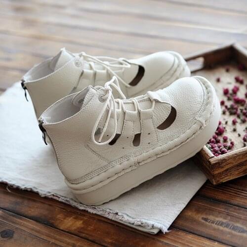 Careaymade-Literature art loose cake bottom sandals genuine leather breathable origina womens shoes student shoes