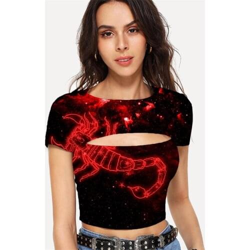 Somepet Scorpio T shirt Women Galaxy Tshirts Casual Nebula Tshirt Printed Animal T-shirts 3d Short Sleeve Hip Hop Short