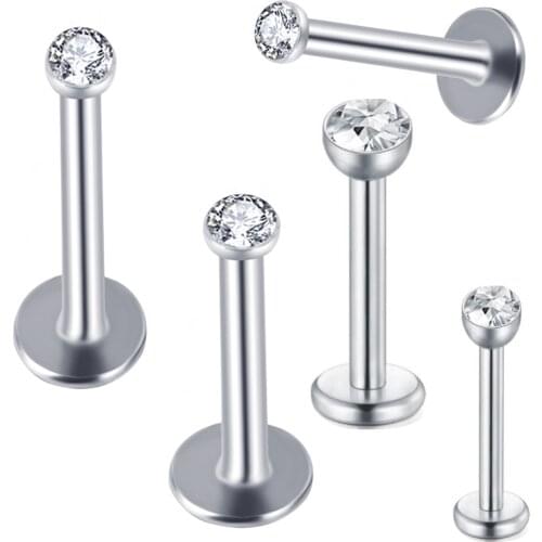 JUNLOWPY 1Pcs Surgical Steel Interanlly Labret Stud Lip Piercing Ear Cartilage Tragus Daith Helix Ring Fashion nariz aro oreill