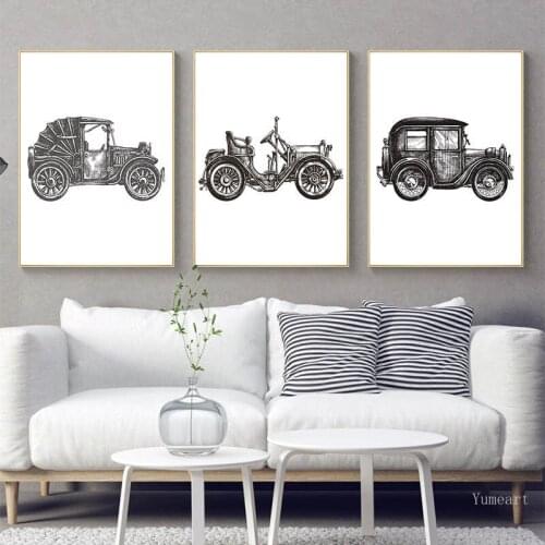 Classic Retro Car Antique Poster Art Print Canvas Painting Old Car Wall Art Picture Living Room Decoration Artwork