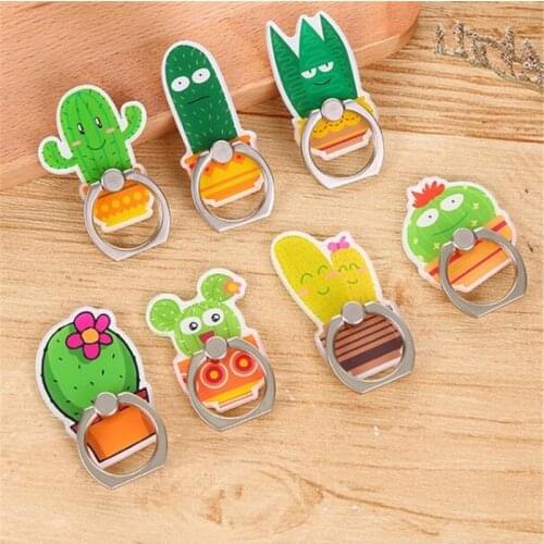 360 Degree Cactus Aloe Potted Plant Finger Ring Smartphone Stand Holder Mobile Phone Snowman Holder For Iphone All Phone