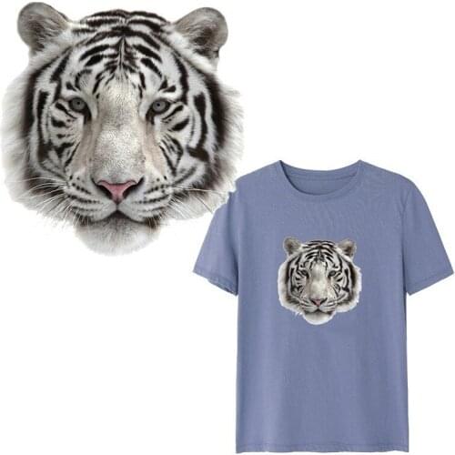 Fine White PVC Patch deal with it Clothes Tiger head Heat Transfer Printing T shirt Women iron on patches for clothing Stickers