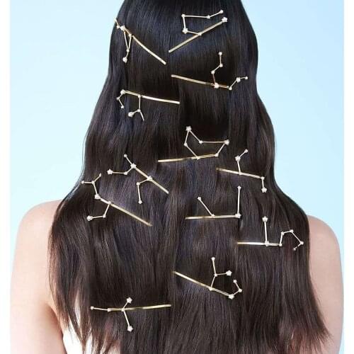 Creative Twelve Constellations Hairpin Women Lady Girls Hair Clip Delicate Hair Pin Hair Barrette Hair Jewelry Decorations