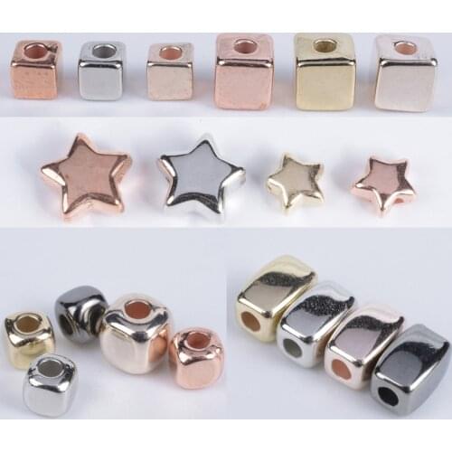 200Pcs CCB Plastic Square Cuboid Star Hear Seed Beads Bulk Loose Spacer Beads For DIY Bracelet Findings Jewelry Making Supplies