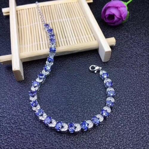 The Best Anniversary Gift Natural and Real Tanzanite Bracelet 925 Sterling Silver Tanzanite Bracelet