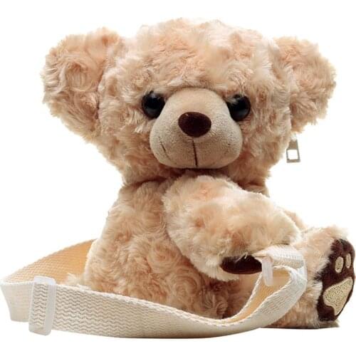 Cute Soft Plush Bear Doll Zipper Backpack Schoolbag Travel Pouch Christmas Gift