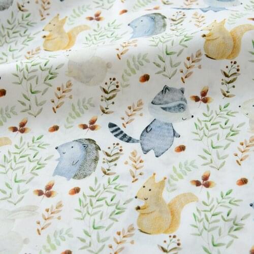 Cartoon Cute Animals Grass 100% Cotton Fabric for Boy Clothes Hometextile Cushion Cover Face Mask Scarf Needlework DIY