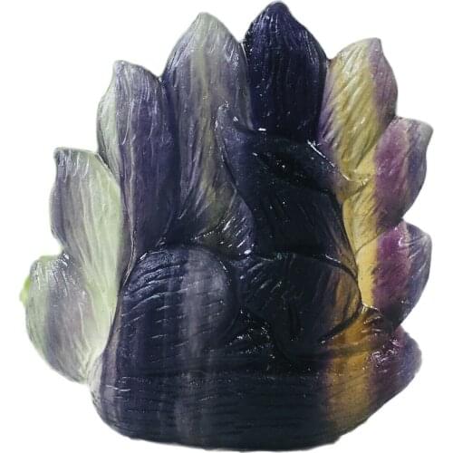 Natural Colorful Quartz Stone Crystal Fluorite Fox nine Healing Gemstone