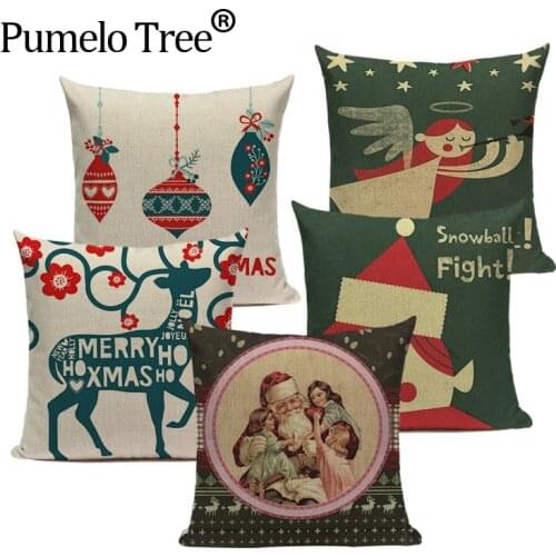 Luxury christmas cushion covers linen car home dorm decoration Square one side print pillow cover Dropshipping Throw pillows