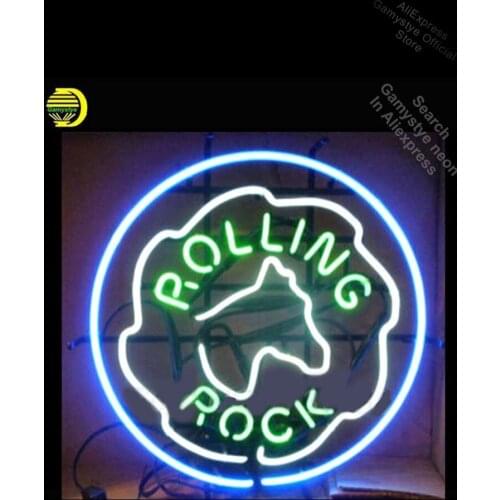 Neon Sign for Rolling Rock Latrobe neon bulb Sign Garage neon lights Sign glass Professional Logo Designers Neon Window Lights