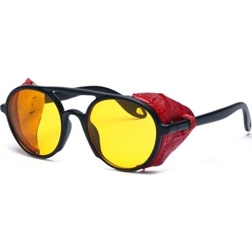 MINCL New 2019 Luxury Cool Metal Vintage Punk Sunglasses Women Men round Glasses Frame Square Sun Glasses yellow Lens uv400 NX