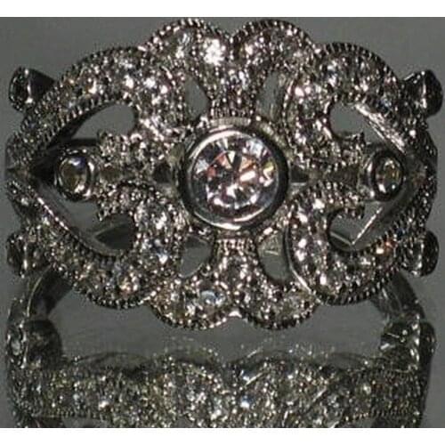 Antique Style Engagement Princess Bride Ring Love Diamond Size 6-10