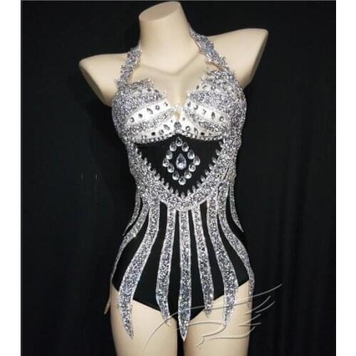 Singer stage costume Rhinestone Ddance costume Women Jumpsuit Sexy