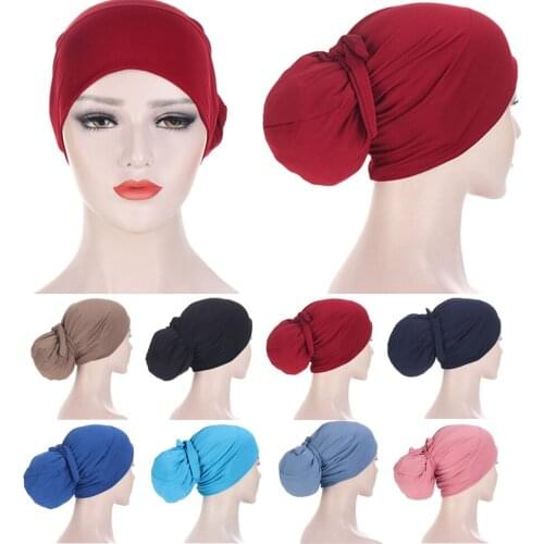 Turbante Muslim Stretch Turban Cap For Women Inner Hijabs Bonnet Arab Wrap Head Hijab Underscarf Caps Hair Loss Hat Accessories